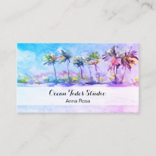 *~*  Palms Ocean Seashell Beach Planner Travel Business Card