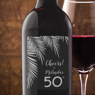 Palms on Black Custom Personalized Wine Label