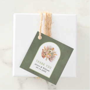 Palms, pampas grass sage green Thank You wedding Favour Tags