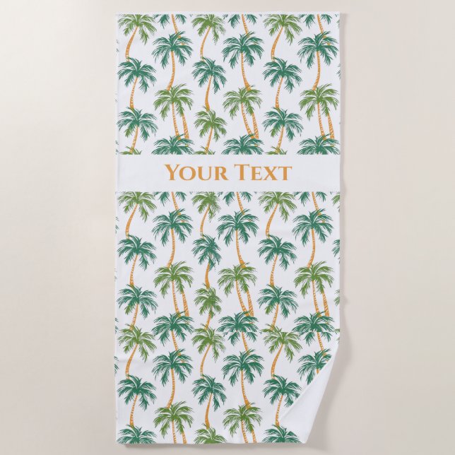Palms Pattern Summer Vibes  Personalised Beach Towel (Front)