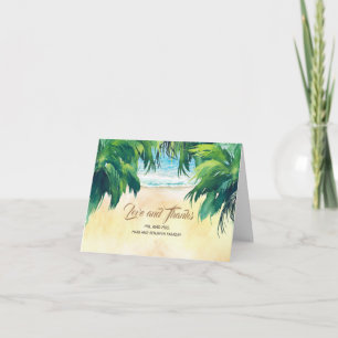 Palms Sea and Sand Watercolor Wedding Thank You Card
