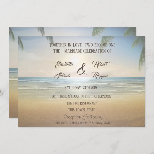 Palms Sunset Beach Invitation (Front/Back)