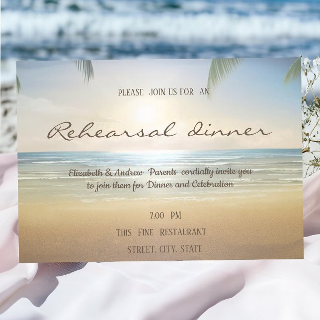 Palms Sunset Beach Rehearsal Dinner Invitation (Creator Uploaded)