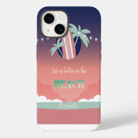 Palms,Surfboard,String Lights Beach