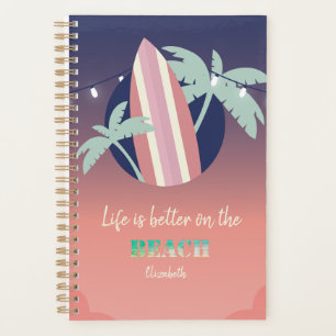 Palms,Surfboard,String Lights Beach Planner