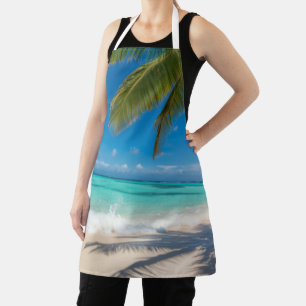 Palms Tropical Paradise Aqua Ocean Beach Vacation Apron