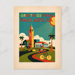 Palo Alto CA Retro Travel Postcard