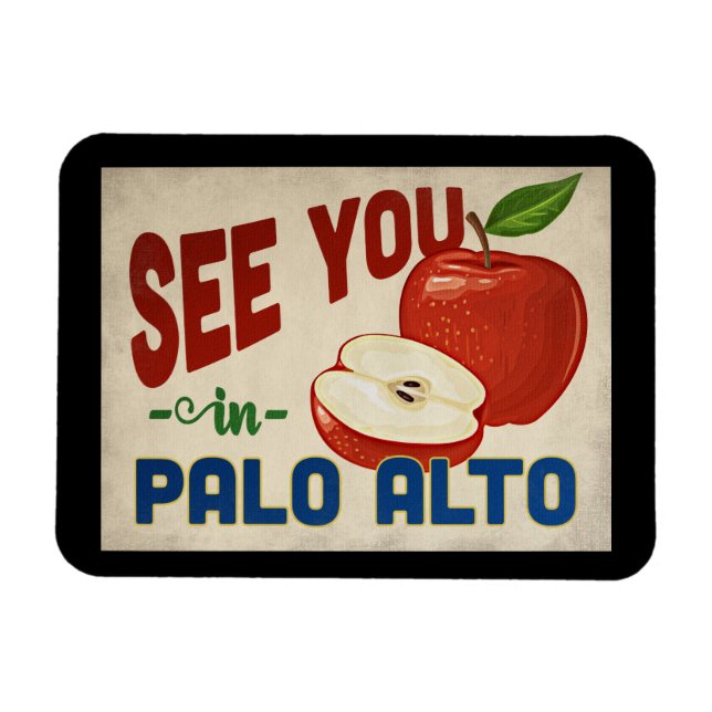 Palo Alto California Apple - Vintage Travel Magnet (Horizontal)