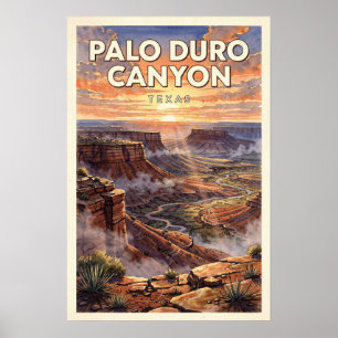 Palo Duro Canyon Texas Vintage Travel Poster