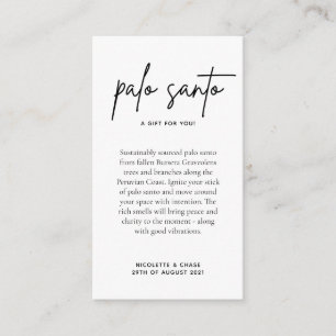 Palo Santo Wedding Favour Card