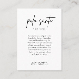 Palo Santo Wedding Favour Place Card