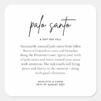 Palo Santo Wedding Favour Square Sticker
