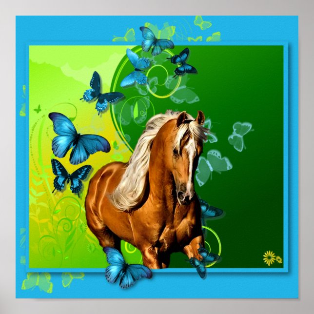 Palomino & Butterflies Poster (Front)