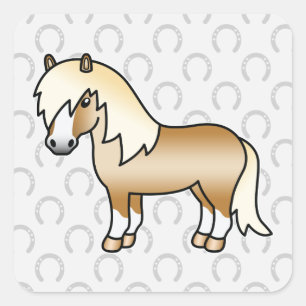 Palomino Cartoon Shetland Pony Square Sticker