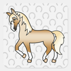 Palomino Colour Horse Cartoon Illustration Cute Square Sticker
