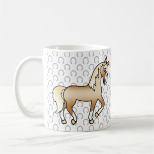 Palomino Cute Cartoon Trotting Horse Illustration Coffee Mug