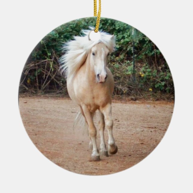 Palomino Horse Ceramic Tree Decoration (Front)