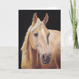 Palomino Horse Head Equine Art Greeting Card