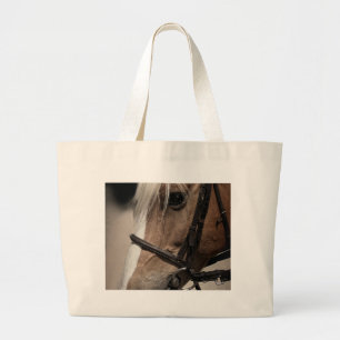 Palomino Horse in Bridle Large Tote Bag
