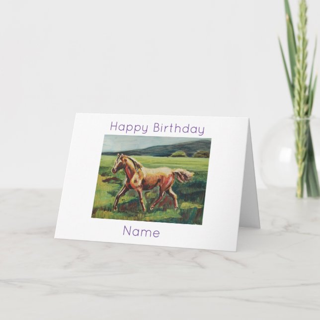 Palomino Horse Oil Painting Birthday Card (Front)
