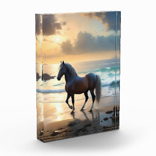 Palomino Horse On The Beach, Cube Pouffe Photo Block