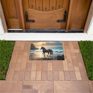 Palomino Horse On The Beach,  Doormat