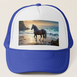 Palomino Horse On The Beach, Trucker Hat