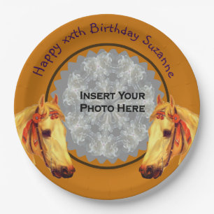 Palomino Horse Personalised Photo Birthday Party Paper Plate