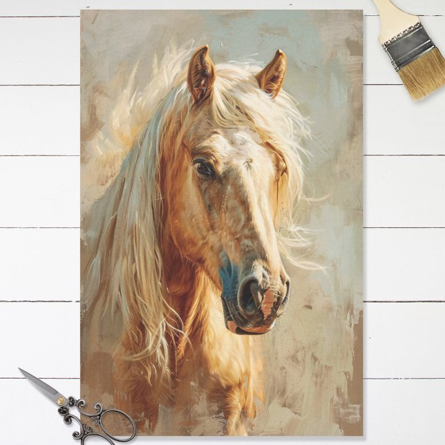 Palomino Horse Portrait Decoupage Tissue Paper (Creator Uploaded)