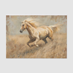 Palomino Horse Running Oil Painting Decoupage Tissue Paper