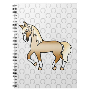 Palomino Horse Trotting Cartoon Drawing Cute Spiral Notebook