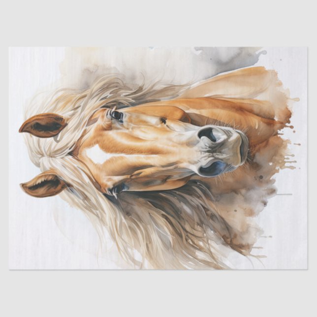 Palomino Horse Watercolor Decoupage Tissue Paper (Front)