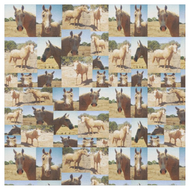 Palomino Horses Photo Collage,    Fabric (Close Up)