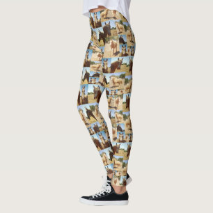 Palomino Horses Photo Collage, Leggings