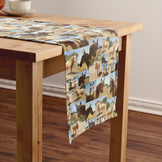 Palomino Horses Photo Collage, Short Table Runner (In Situ)