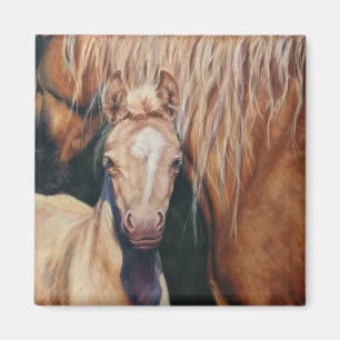 Palomino Mare with cremello foal Magnet