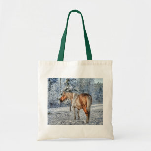 Palomino Paint Horse and Snow for Animal-lovers Tote Bag