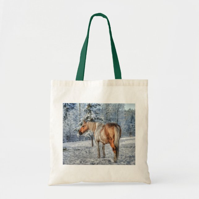 Palomino Paint Horse and Snow for Animal-lovers Tote Bag (Front)