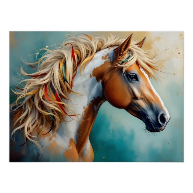 Palomino Paint Mustang Portrait Poster (Front)