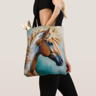 Palomino Paint Mustang Portrait Tote Bag