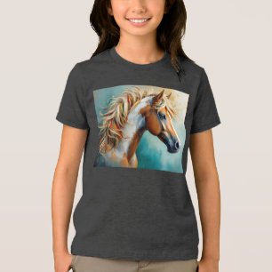 Palomino Paint Mustang Portrait Tri-Blend Shirt