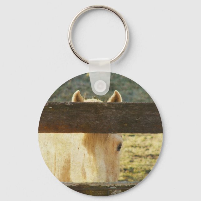 Palomino Peeking Through Fence Key Ring (Front)
