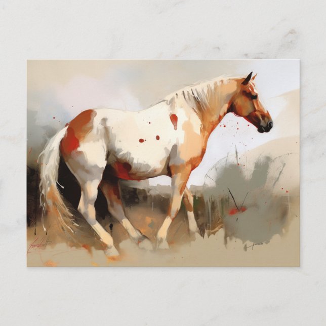 Palomino Pinto Mustang Horse Painting Postcard (Front)