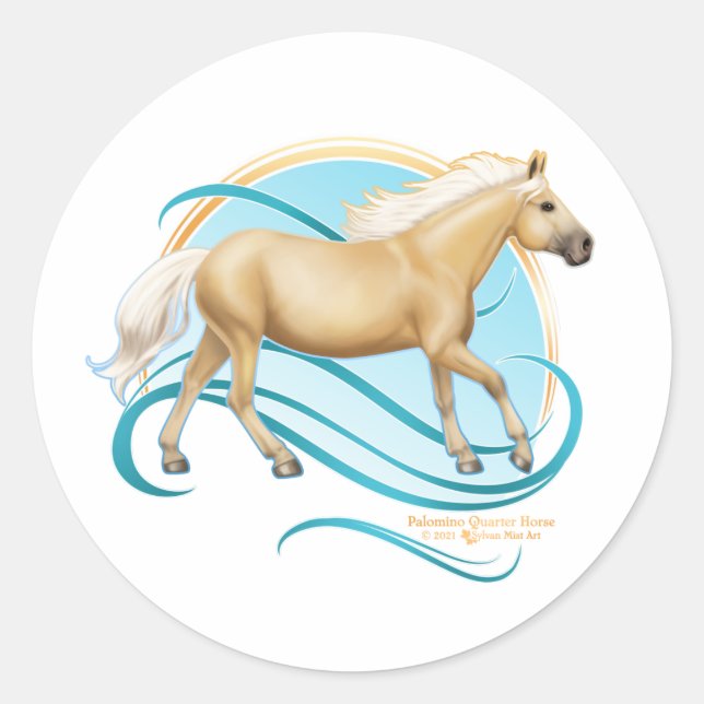 Palomino Quarter Horse Classic Round Sticker (Front)