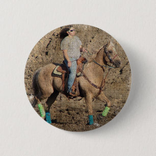 Palomino Rodeo Horse Warmup Grunge 6 Cm Round Badge