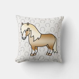 Palomino Shetland Pony Cartoon Illustration Cushion