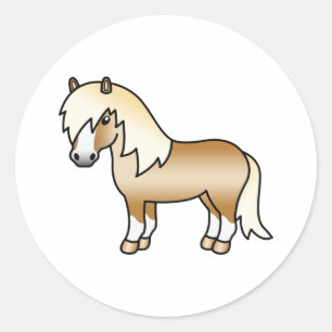 Palomino Shetland Pony Cute Cartoon Illustration Classic Round Sticker
