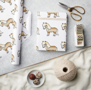 Palomino Shetland Pony Cute Cartoon Pony Pattern Wrapping Paper