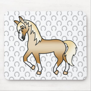 Palomino Trotting Horse Cute Cartoon Illustration Mouse Pad