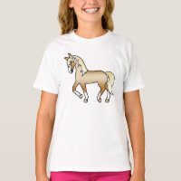 Palomino Trotting Horse Cute Cartoon Illustration